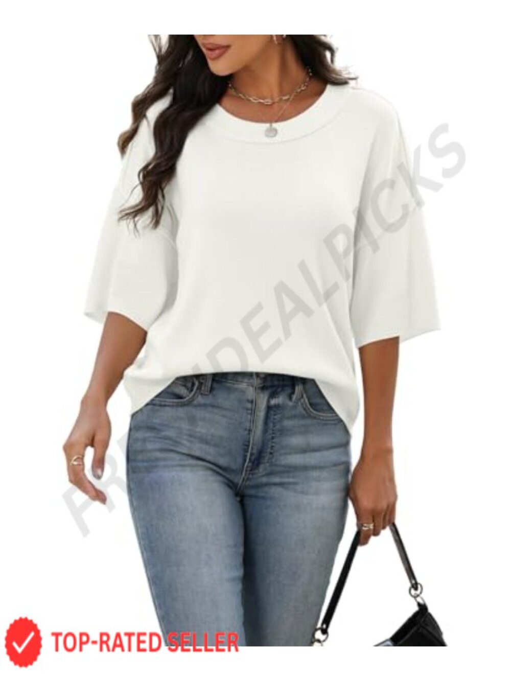 Oversized Cropped Short Sleeve Viscose Knit Pullover